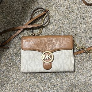 White and brown MK crossbody